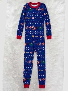Hanna Andersson Marvel Fairisle Long John Christmas Pajamas Organic Cotton Boy 8